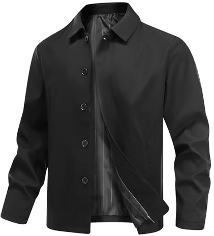 Allthemen Mens Casual Jacket Button Down Lapel Coat Loose Fit | Mens Lightweight Lapel Jacket Solid Color Long Sleeve Coat Summer Bomber Jacket Business Casual Classic Jacket