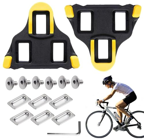 Xmart Cale de Pédale Crampons Compatibles avec Shimano SPD SL Cales de Vélo Flottantes à 6° Antidérapante Jaune pour Le Cyclisme sur Route en ExtéRieur