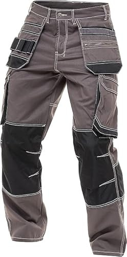 Juicy Trendz Herr Heavy Duty Cargo arbetsbyxor med flera fickor, Grått, 40W