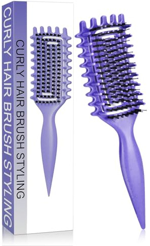 Lociban Cepillo Pelo Rizado, Cepillo de Peinado, Curl Defining Brush, Peine Pelo Rizado, Cepillo Curly Rizos, Cepillo para Dar Forma y Definir Rizos en Hombres y Mujeres(Púrpura)