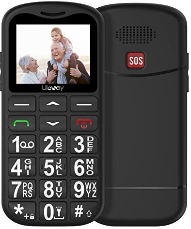 uleway Seniorenhandy Ohne Vertrag GSM, Dual SIM Tastenhandy Seniorentelefon mit Großen Tasten, Senioren Handy Einfach mit SOS Notruftaste, Schnellwahl, USB-C, Taschenlampe, Schwarz