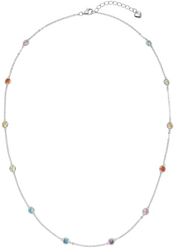 Jobo Damen-Halskette aus 925 Silber mit 12 bunten Zirkonia 45 cm
