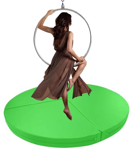 Pole Dance-matta, 1/2/4 tum tjock crashpad-matta för Aerial Lyra, Pole Dance, gym, yoga – vikbar antikollisionsmatta, grön, 150 cm x 10 cm (59 tum x 4 tum) för hem och hem