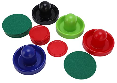 VGEBY Hockey Pusher Plast Bord Hockey Pushers Puckar Kit med Flanelett Filt Botten Ergonomiskt Grepp 4 Pushers 8 Puckar 8 Filt Pads för Bordsspelsbyte