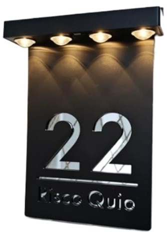 Signo de número de casa, Letrero Solar Exterior para casa, luz LED cortada, placa con nombre y dirección, calle residencial