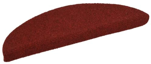 vidaXL Tappetini per Scale autoadesivi 15 pz 56x17x3 cm Bordeaux Rosso Semicircolari