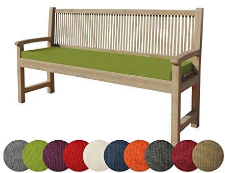 chilly pilley Cojín para Banco Cojín para Banco Cremallera con Trabillas Cojín para Banco De Jardín (120 x 40 x 5 cm, Verde)