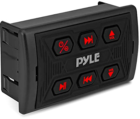Pyle PLMRBTSQ1 Bluetooth Car Radio, Waterproof Marine Receiver, USB & AUX Inputs, IPX6 Rated, Universal Mounting, Includes 3.5mm Cable, Wireless Range 30ft