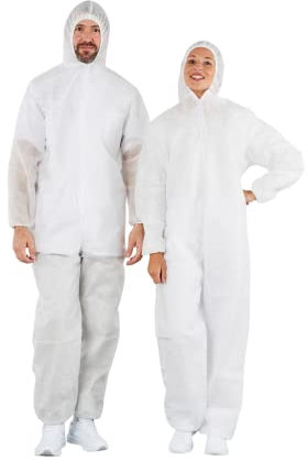 Hurry Jump Combinaison de Travail jetable polypropylène Combinaison Peintre Combinaison trvaux Combinaison Anti poussière avec Capuche TL