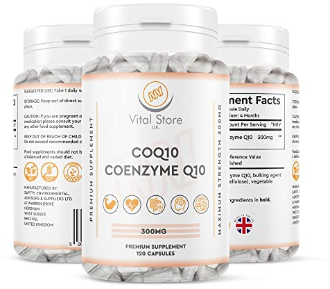 CoQ10 300mg - 120 Vegan Capsules (4 Month Supply) - CoEnzyme Q10 Naturally Fermented Ubiquinone Coenzyme - High Strength UK Made