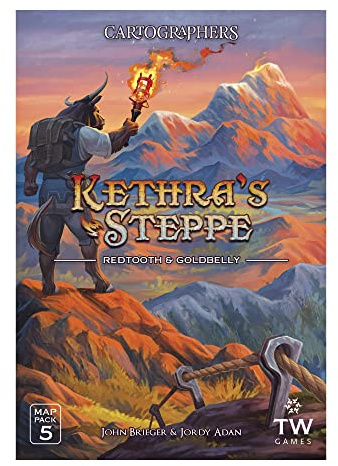 Thunderworks Games: Cartographers Map Pack 5, Kethra’s Steppe, Board Game Expansion, Flip and Write, Strategy, Family Game, Fantasy Map Drawing Game, 30-45 Minute Play Time, Ages 10+, 1-75 Players
