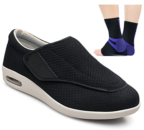 Zapatos Ortopédicos para Pies Hinchados y Obesos - Extra Anchos, Negro, 39 EU