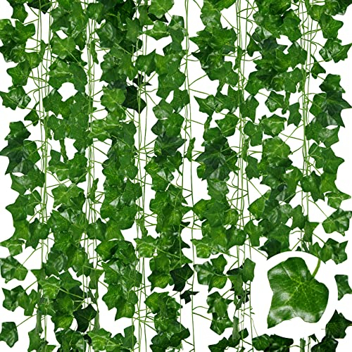 ADORAMOUR Guirlandes de Lierre Artificiel - Lot de 6, Longueur de 210cm - Vignes Faux Tombante Réalistes pour Décoration Chambre et Jardin Intérieure/Extérieure, Fausse Plantes en Plastique Vertes