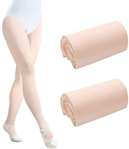 AIEX 2 Pairs Ballet Dance Tights Footed, Ballet Legging Stocking Pantyhose for Girls Kids Women Toddler Students Practice (Ballettrosa, XL)