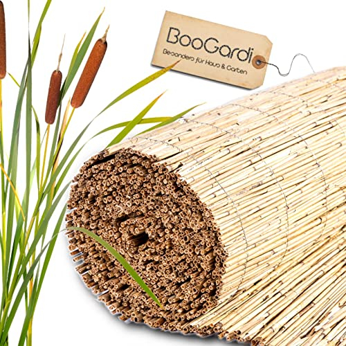BooGardi Schilfrohrmatte · 90-200cm x 600cm · 150x600cm Schilfmatte · natürlicher Windschutz Sonnenschutz Sichtschutz Zaun für Terrasse Balkon