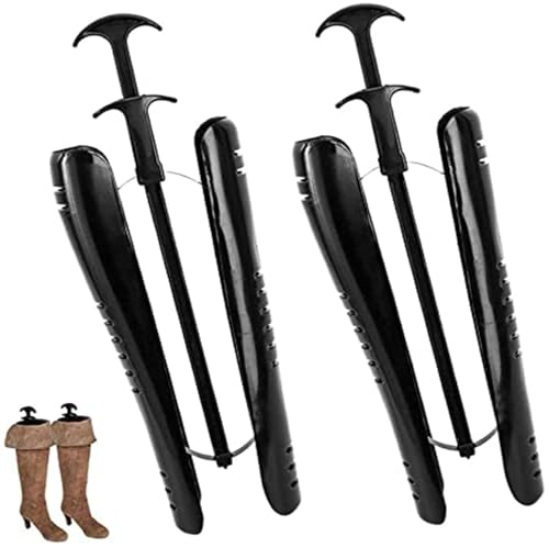 Hoemudy Écarteurs de bottes automatiques, noirs, pour bottes hautes et longues, support à ressort, réglable, excellent soutien pour chaussures pour homme et femme, 2 pièces., Taille unique