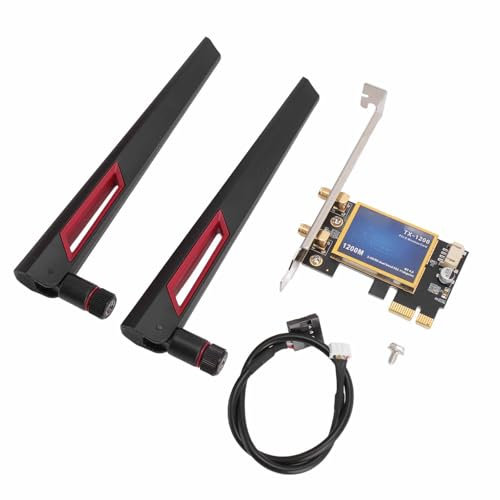 Tarjeta WiFi PCIe para PC, Tarjeta de Red Inalámbrica de Doble Banda con Antena Dual de 10dBi para 7 8 10, Adaptador WiFi Bluetooth 4.0 1200Mbps