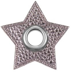 Ösen Patches Stern – 2 Stück – Lederimitat zum Aufnähen – 6 Farben – für Kordeln, Taschen, Turnbeutel, Kleidung – Patch mit Metallöse – DIY Nähzubehör für Deko & Accessoires (grau metallic)