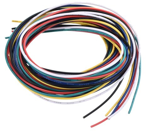 QUARKZMAN Calibro 28 Cavo Collegamento PVC 1,5m/5 Piedi 28AWG Filo Elettrico Flessibile UL1007 Trefoli Rame Stagnato 6 Colori 1mm Dia per Collegamenti Interni Aeromodelli