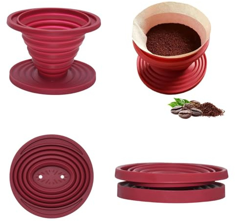 2 piezas plegable de café Gotero de café, soporte portátil para filtro de café, filtro de café al aire libre, goteador de café portátil, filtro de café de silicona, filtro de café plegable, silicona,