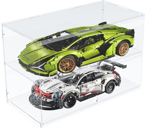 Joody Vitrine en Acrylique a 2 Etageres pour Maquette de Voiture à l'echelle 1/8, Vitrine pour Collection Boite Anti-poussiere