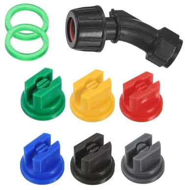 M METERXITY 6-Pack Flat Fan Spray Tips, 110 Degree 0.15-0.6mm Pore Sprayer Tip, 1-Set Plastic Spray Nozzle for Agricultural Sprayer Wand/Knapsack Sprayer/Garden Sprayer/Greenhouse Sprayer