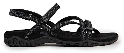 Izas Sandali da trekking da donna sportivi e confortevoli. Sandali estivi piatti per trekking e passeggiate, dal design ergonomico con 3 regolatori., Nero , 40 EU