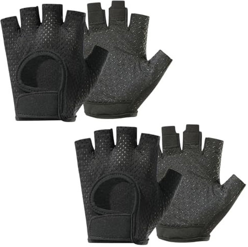 KEYRI 2 Paar Trainingshandschuhe für Damen und Herren, Atmungsaktiv Fitness Handschuhe Gym Handschuhe Sporthandschuhe für Krafttraining Radfahren Gym Übung Bodybuilding Gewichtheben (Schwarz)