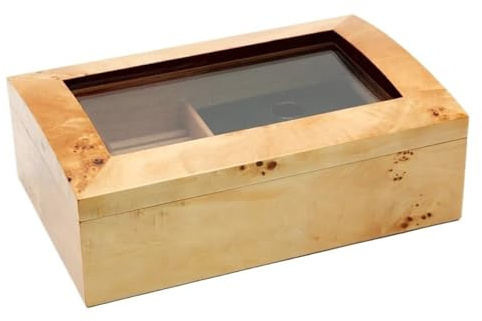 Caja de Viaje Caja humidificadora de puros, caja de madera de cedro con humidificador, dispositivo de almacenamiento de cigarrillos de vidrio de viaje, hasta 75 puros, regalo for amigos Humidor de Via