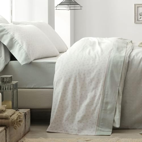 Burrito Blanco | Sábanas de Franela de algodón | Cama de 200cm. (+Medidas Disponibles) | Diseño 576 | Color Laurel (200x200cm.)