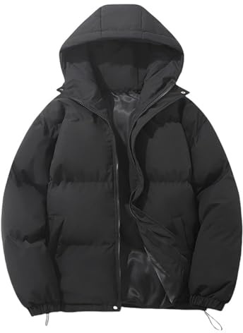 Quilted Jacket for Women UK Hooded Puffer Down Coat Quilted Padded Coat Hoodie Top Plain Short Coats Down Puffer Coats Ladies Loose Lightweight Waterproof Jacket (M)