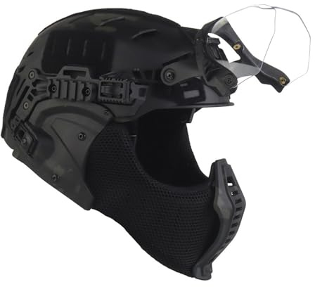 Set Completo di Casco Militare Bump Airsoft, Maschera Tattica a Mezza Faccia in Rete D'acciaio, Costume da Cosplay di Halloween per Uomo, per Attrezzatura da Paintball Airsoft CQB All'aperto(BCP)