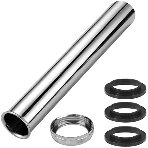 250 mm long immersion pipe, siphon G1-1/4, extension pipe, drain pipe, sink, universal immersion pipe for siphon, sink pipe, drain extension, 1 x threaded ring, 3 x sealing rubber washers