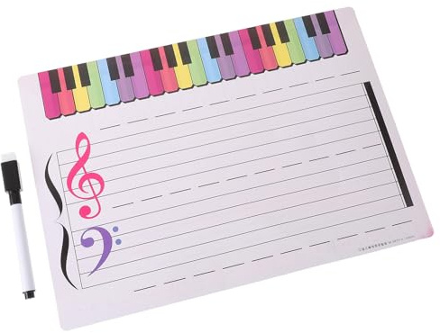 SUPVOX Tableau Blanc Effaçable à Sec pour Musique Portée 5 Lignes, Autocollants Notes de Piano, Format Portable Léger, Outil Pédagogique pour Apprentissage Musical et Pratique Clavier