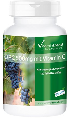 OPC 500mg mit Vitamin C - 120 Tabletten ! 4-MONATS-VORRAT ! Traubenkernextrakt - vegan | Vitamintrend®