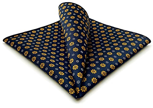 S&W SHLAX&WING Classic Herren Einstecktücher Blau Orange Blumen 32cm