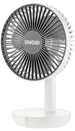 Unold 86710 Tischventilator Silverline White - Weiß,25 Watt, 2-stufige Geschwindigkeitsregelung, Oszillation zuschaltbar, Schutzklasse II