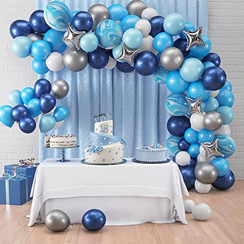 Blue Balloon Arch kit 138 Pcs Blue and White Balloon Garland Arch Kit | Blue birthday Decoration| Balloon Arch kit Blue For Boys Birthday, Christmas, Wedding, Baby Showers, Graduation Decoration