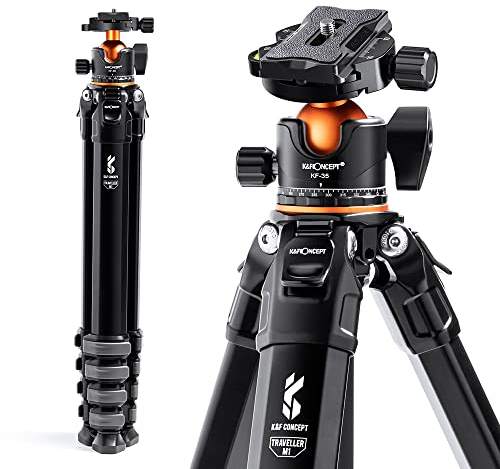 K&F Concept Compact Camera Tripod, 70inch Portable Travel Tripod with Ball Head Carrying Bag Loading Up to 33lbs/15KG for DSLR Canon Nikon Sony Mutate Series M1+BH-35L