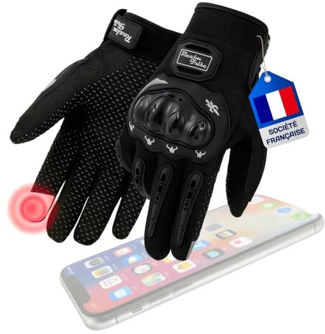 nedit Gant Moto Homologué Homme/Femme (Taille L) - Gants Moto A Écran Tactile pour Téléphone - Equipement de Protection Scooter/Velo/Trotinette - Été & Hiver