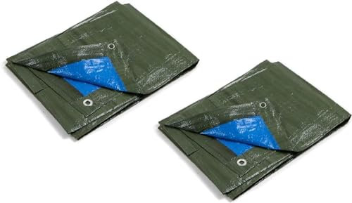 Kippen 6082K1 Lot de 2 bâche à œillets Bicolore 2 x 3 m Grammage 90 g/m²