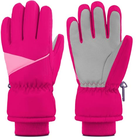 TBoonor Guantes para niños, Guantes de Invierno con Forro Interior de Polar cálido y Transpirable, Guantes de esquí con Palmas, Ideales como Guantes de Bicicleta para niños y niñas de 3 a 12 año