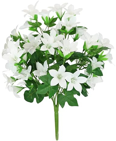 Flair Flower Mazzo di Fiori Artificiali, Campanelle, Mini Gigli, Fiori Artificiali, Fiori Decorativi, Bouquet, Bouquet, Matrimonio, casa, Decorazione da Tavolo, Bianco