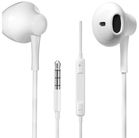 Auriculares con Cable, In-Ear Auriculares con Microfono, Cascos con Cable para iPhone, Samsung, Xiaomi, Huawei, Gaming, PC y Todos los Dispositivos de Auriculare de 3,5 mm Jack
