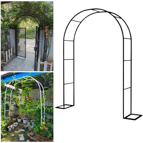 Arche de jardin en métal pour plantes grimpantes et roses, tonnelle de mariage d'extérieur durable et élégante (noir, 1,4 x 2,3 x 0,4 m)