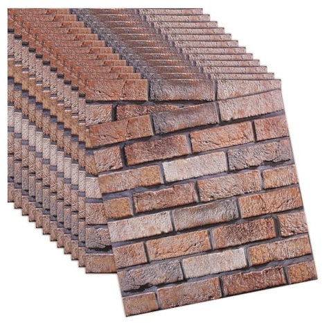 40 Stück 3D Wandpaneele Selbstklebend, 30 × 30 cm Wandverkleidung Selbstklebend aus Kunststoffplatten, wandpaneele PVC Backstein Tapete für Innenbereich, Außenbereich, Geschäftsräume