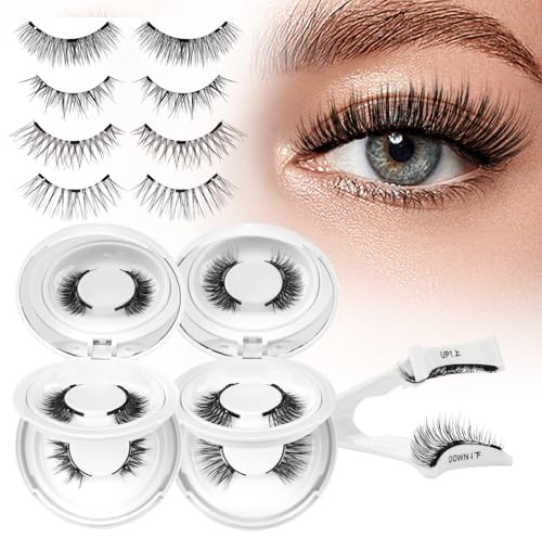 Higu clace Magnetische Wimpern,Magnet Wimpern Ohne Eyeliner,Wimpern Magnetisch Natürlicher Look,Magnetische Wimpern mit Applikator,Kein Kleber erforderlich Wimpern Magnetic(Kit-4Paris)