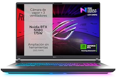 ASUS ROG Strix G18 G815LW-S9046 - Portátil Gaming de 18 WQXGA 240Hz (Core Ultra 9 275HX, 32GB RAM, 1TB SSD, NVIDIA GeForce RTX 5080 16GB, Sin Sistema Operativo) Gris Eclipse - Teclado QWERTY español