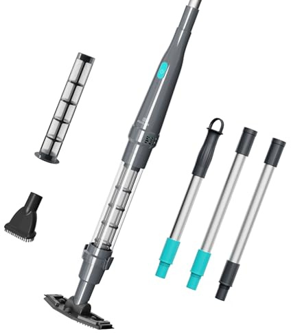 Handheld Spa Hot Tub Vacuum- Cordless Small Above Ground Pool Cleaner with 2 Brush Heads, 90 Mins Running Time, 12 Gallons/Min Powerful Suction, Ideal for Cleaning Debris and Sand Underwater, Black