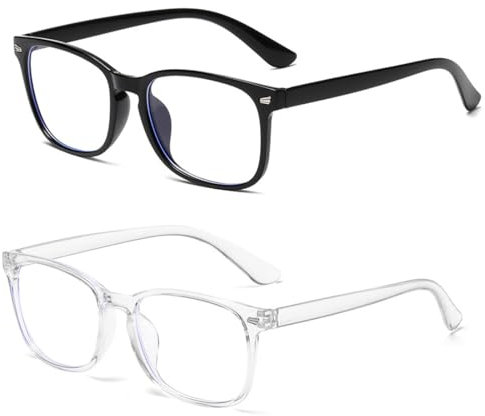 OUDQFCJ 2 Pack Anti Blaues Blue Light Glasses, Qualität Runde Rahmen, Leichtes Gewicht Klare Blaulichtfilter Brille für Damen und Männer, Computer-Lesebrillen